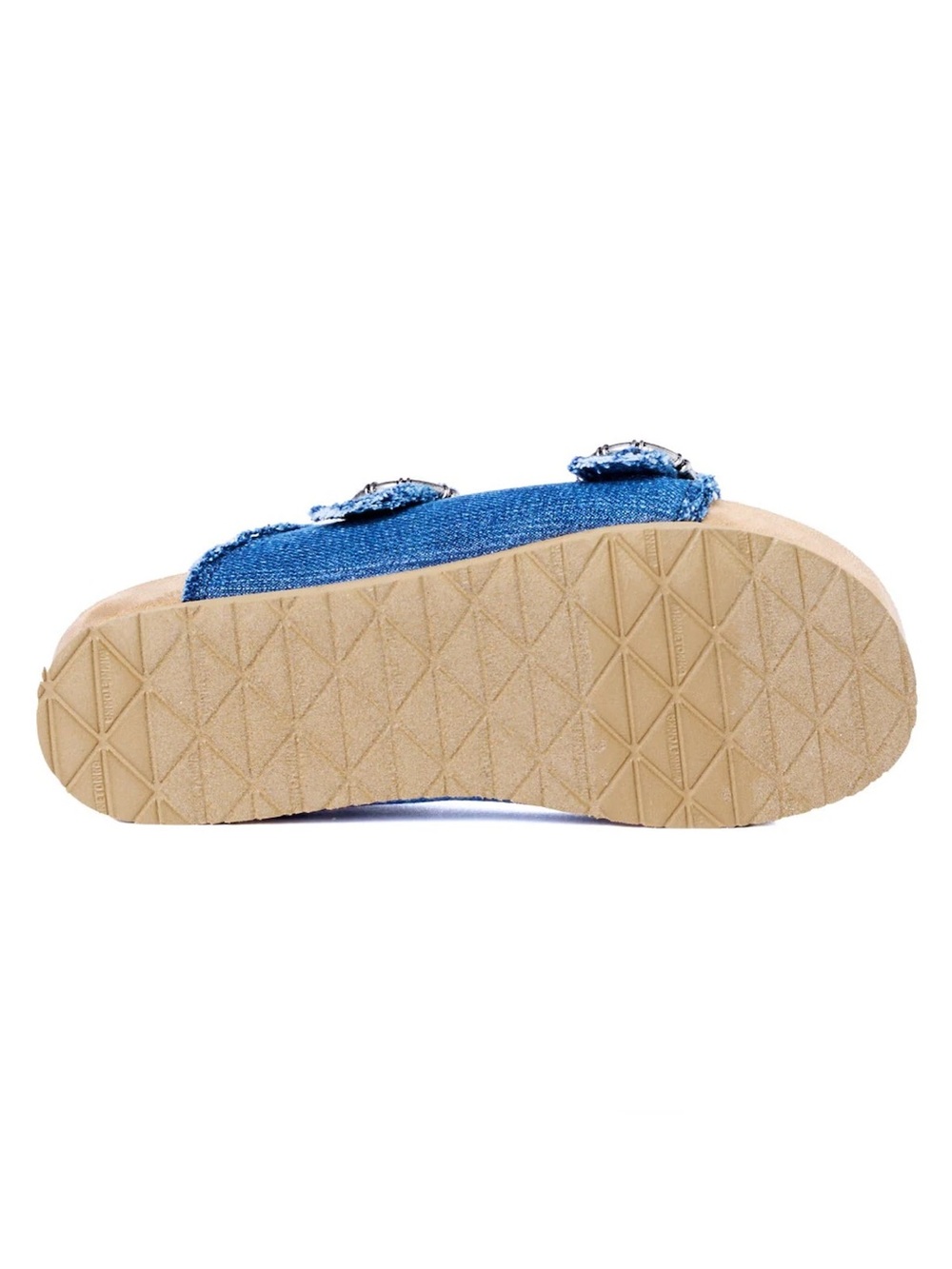 Minnetonka Blue Denim Double-Buckle Slide Sandals - Picture 5 of 7